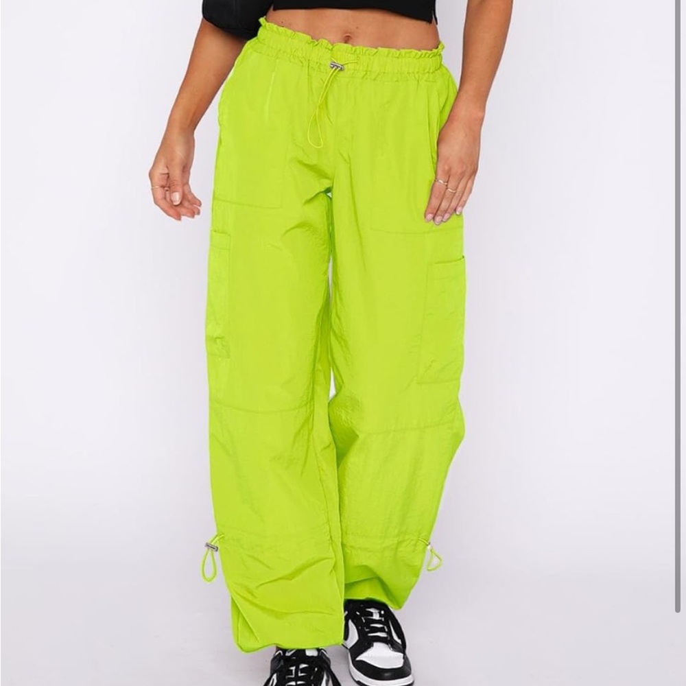 Neon Green Women's Baggy Cargo Pants